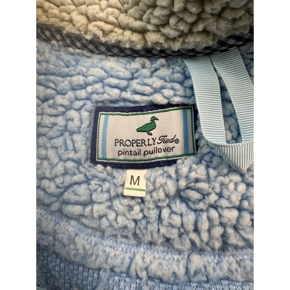 Properly Tied Pintail Sherpa Pullover 1/4 Zip Size Medium Blue Cream Fleece‎ - Picture 2 of 6